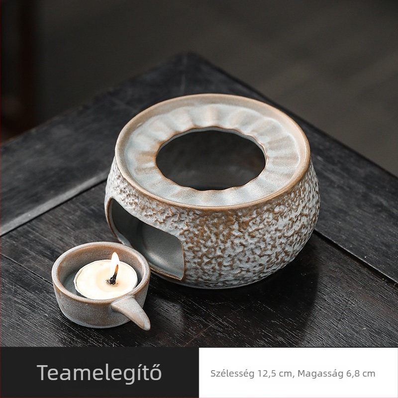 Porcelán teamelegítő gyertyával – japán stílusú minimalistikus luxus, teakekészítéshez és virágos tea ceremóniához való kiegészítő