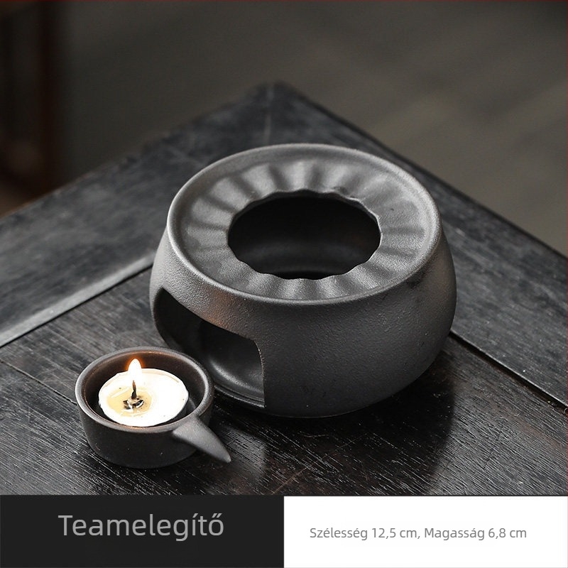 Porcelán teamelegítő gyertyával – japán stílusú minimalistikus luxus, teakekészítéshez és virágos tea ceremóniához való kiegészítő