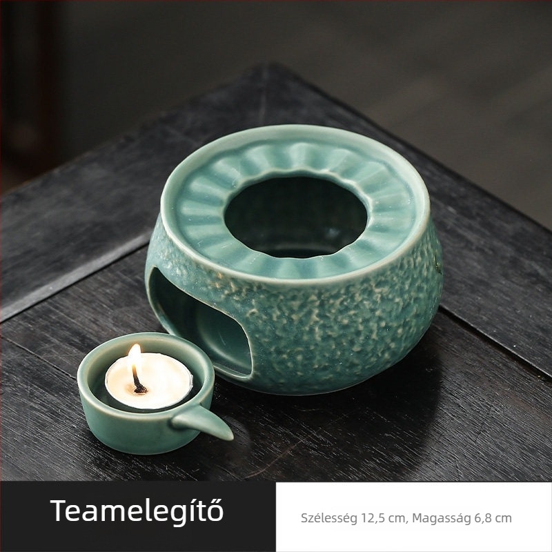 Porcelán teamelegítő gyertyával – japán stílusú minimalistikus luxus, teakekészítéshez és virágos tea ceremóniához való kiegészítő
