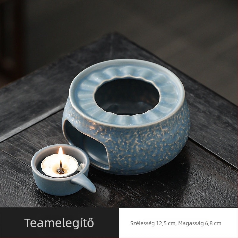 Porcelán teamelegítő gyertyával – japán stílusú minimalistikus luxus, teakekészítéshez és virágos tea ceremóniához való kiegészítő