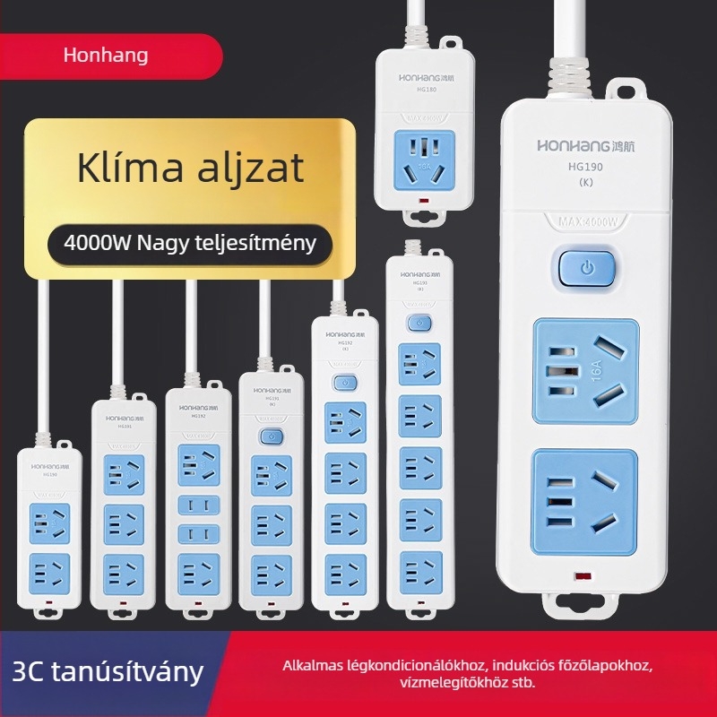 16A 4000W hosszabbító kábellel, több aljzattal, klímára és bojlerre