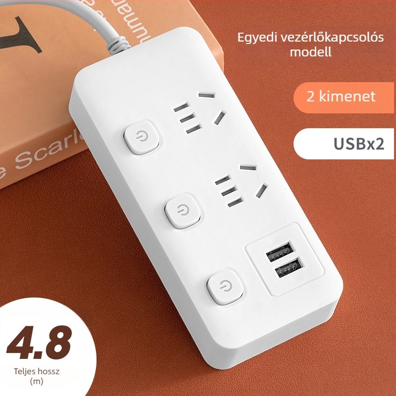 USB-s hosszabbító irodába, több aljzattal és egyedi kapcsolókkal, intelligens, multifunkcionális dugalj otthonra és kollégiumba