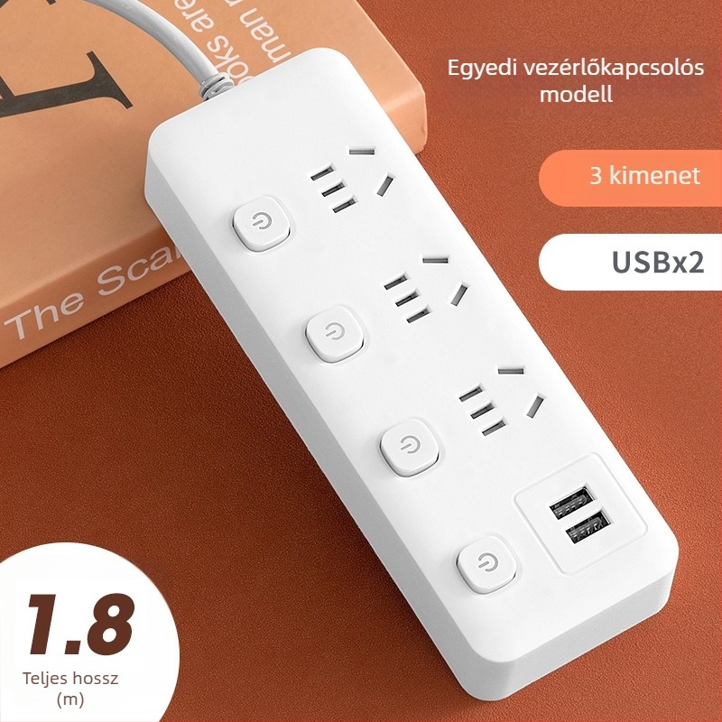 USB-s hosszabbító irodába, több aljzattal és egyedi kapcsolókkal, intelligens, multifunkcionális dugalj otthonra és kollégiumba