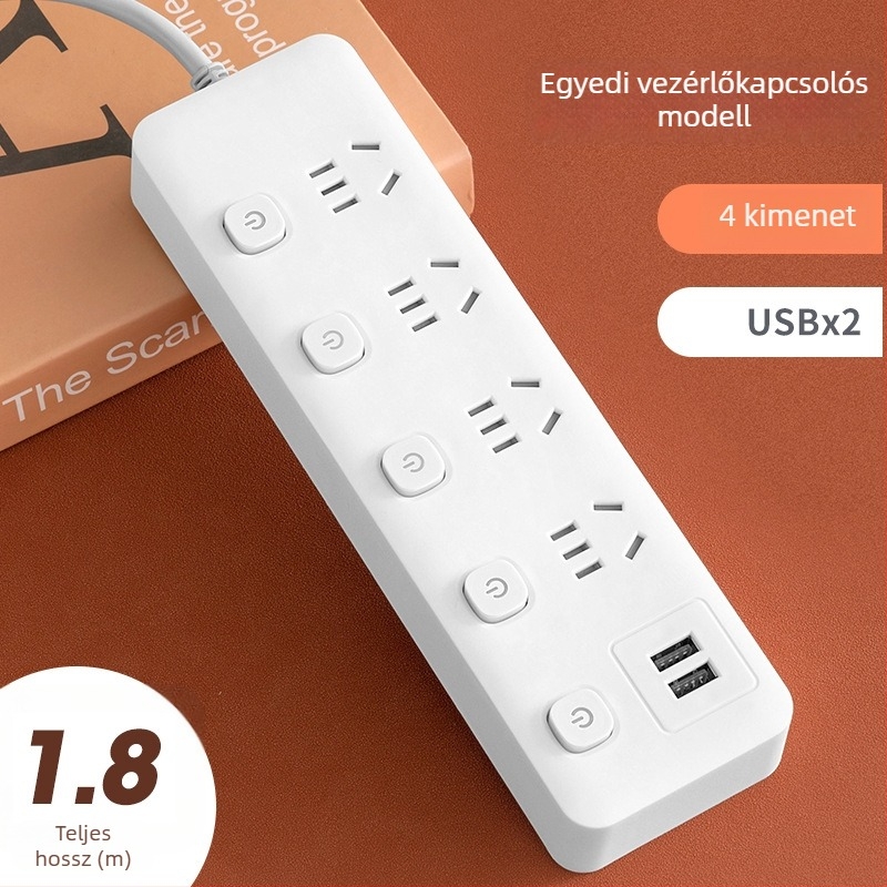 USB-s hosszabbító irodába, több aljzattal és egyedi kapcsolókkal, intelligens, multifunkcionális dugalj otthonra és kollégiumba