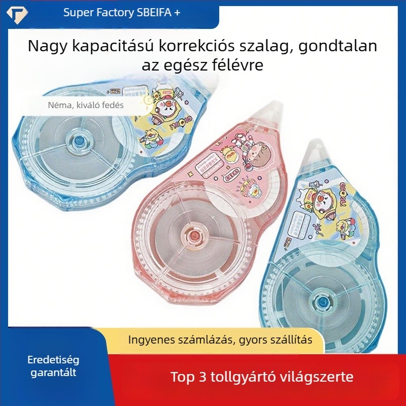 Beifa Xili Cartoon Nagy kapacitású kijavító szalag diákok számára, csendes, kompatibilis különböző tollakkal