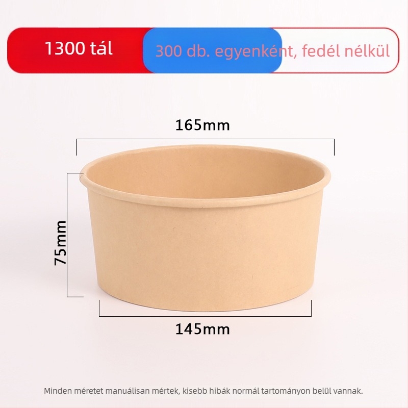 Egyszer használatos Kraft papírból készült étel-dobozok, saláta tálak, ebédes dobozok, mikrohullámú sütőben használható, biológiailag lebomló