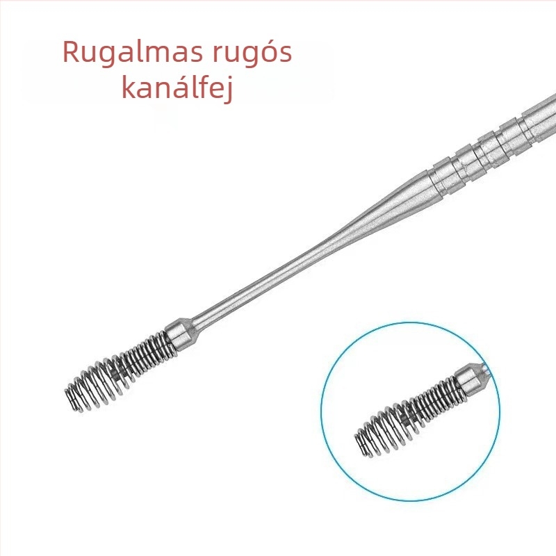 7 részes rozsdamentes acél fülkanál készlet spirális kanalakkal