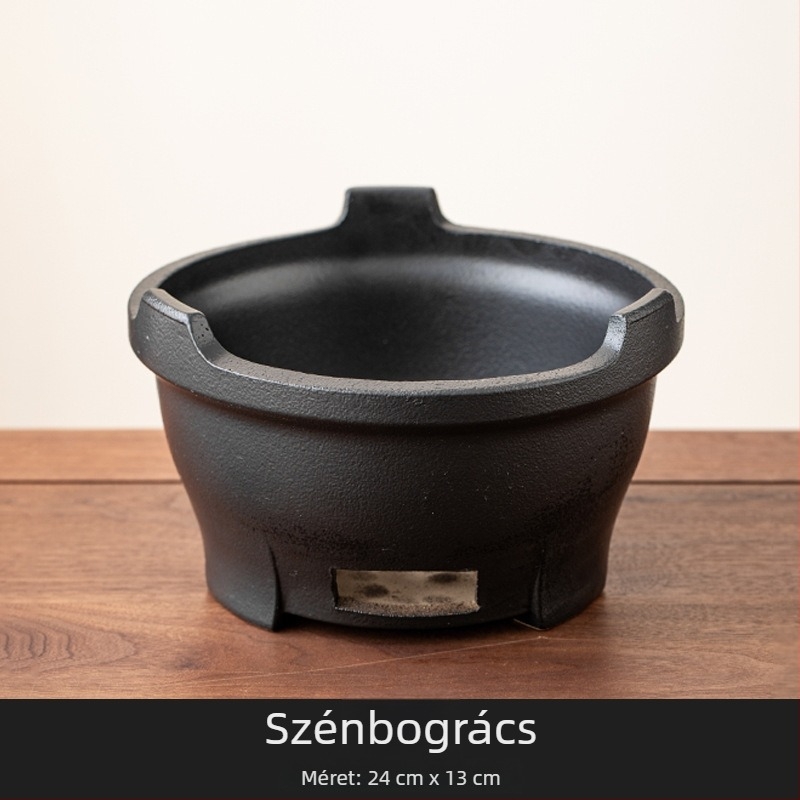 Kerámia teáskanna és szenes tűzhely — teljes készlet eszközökkel és kiegészítőkkel