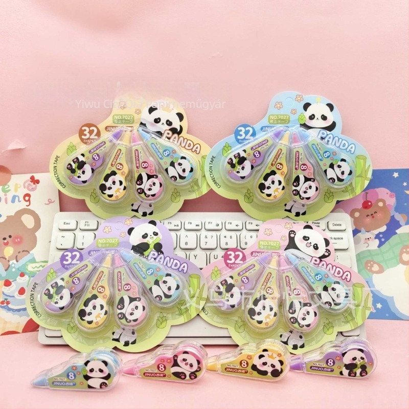 Rajzolt panda korrigáló szalag – mini négy darabos készlet diákoknak, ajándék
