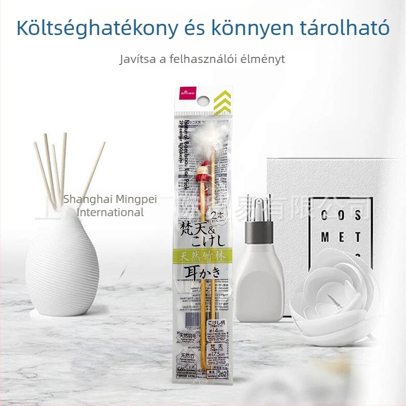 Daiso fa fülkanál tisztításhoz, bambusz, fekete, 12 cm vagy 15 cm