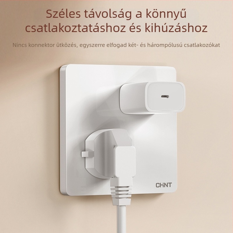 Chint rejtett falra épített kapcsoló és aljzat, panel 1 modul, 5 lyuk, krémszínű, fehér 6C