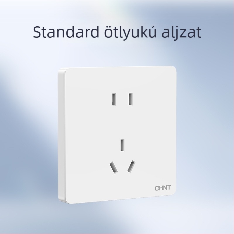 Chint rejtett falra épített kapcsoló és aljzat, panel 1 modul, 5 lyuk, krémszínű, fehér 6C