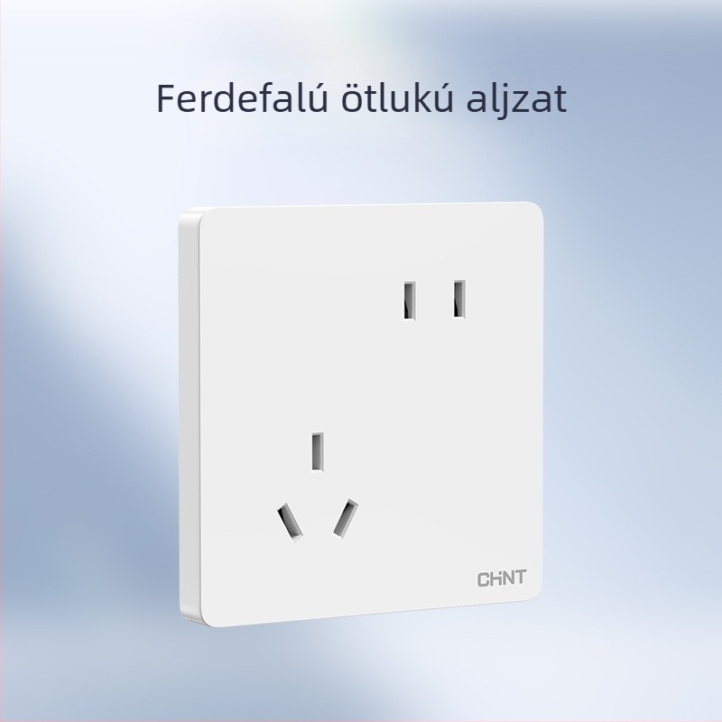 Chint rejtett falra épített kapcsoló és aljzat, panel 1 modul, 5 lyuk, krémszínű, fehér 6C
