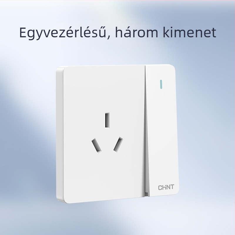 Chint rejtett falra épített kapcsoló és aljzat, panel 1 modul, 5 lyuk, krémszínű, fehér 6C