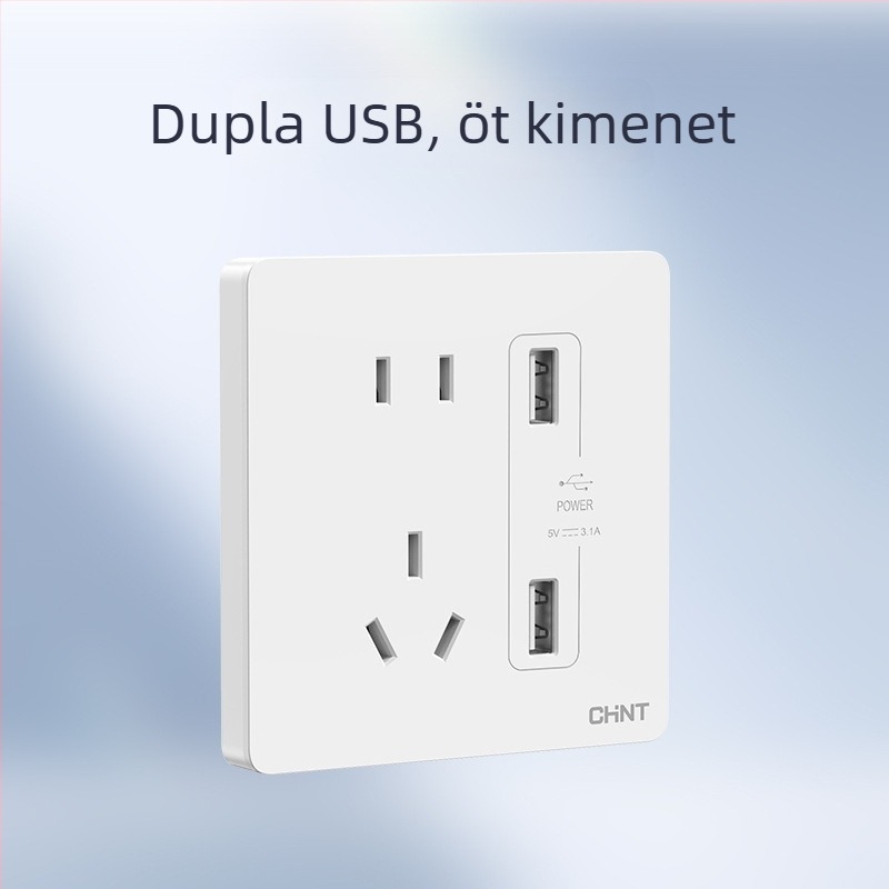 Chint rejtett falra épített kapcsoló és aljzat, panel 1 modul, 5 lyuk, krémszínű, fehér 6C