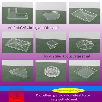 Akril gyümölcstál víz-hullám mintázattal, téglalap alakú gyümölcs- és snacktál