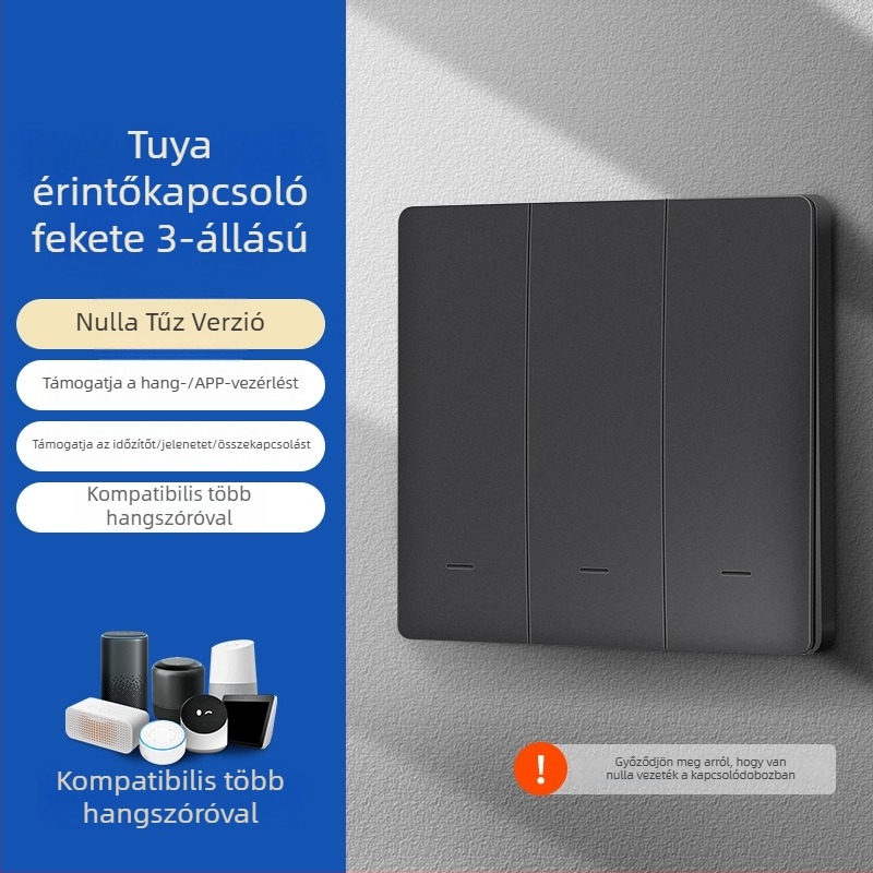Zhengshang B1 Tuya intelligens kapcsoló, WiFi vezeték nélküli távirányítású hangpanel, európai szabvány