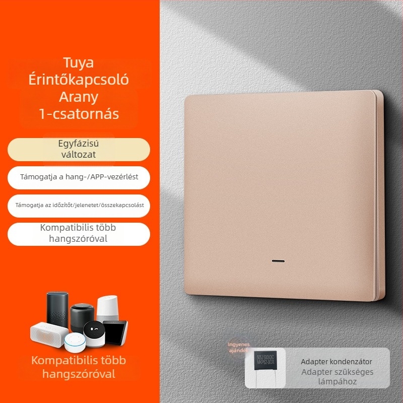 Zhengshang B1 Tuya intelligens kapcsoló, WiFi vezeték nélküli távirányítású hangpanel, európai szabvány