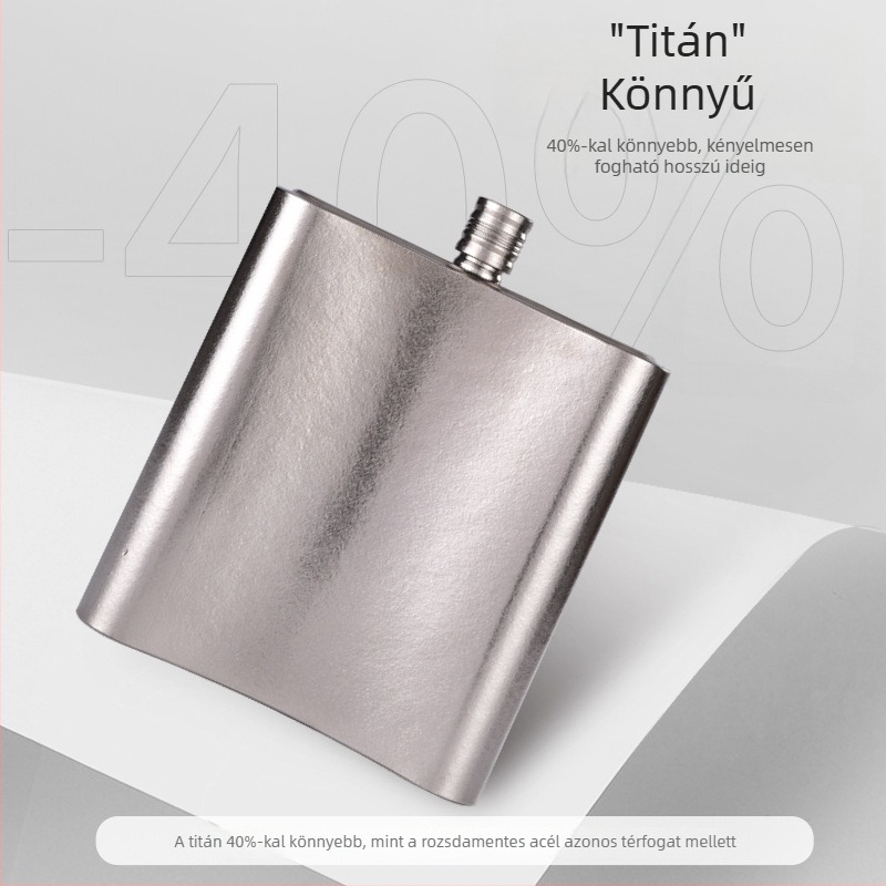 Hordozható tiszta titán borosflaska, 2,5 kg, hordó stílusú kialakítás, otthoni használatra.