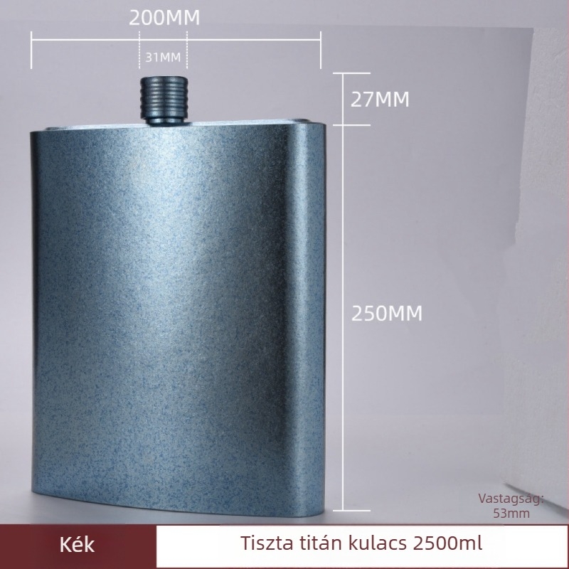 Hordozható tiszta titán borosflaska, 2,5 kg, hordó stílusú kialakítás, otthoni használatra.