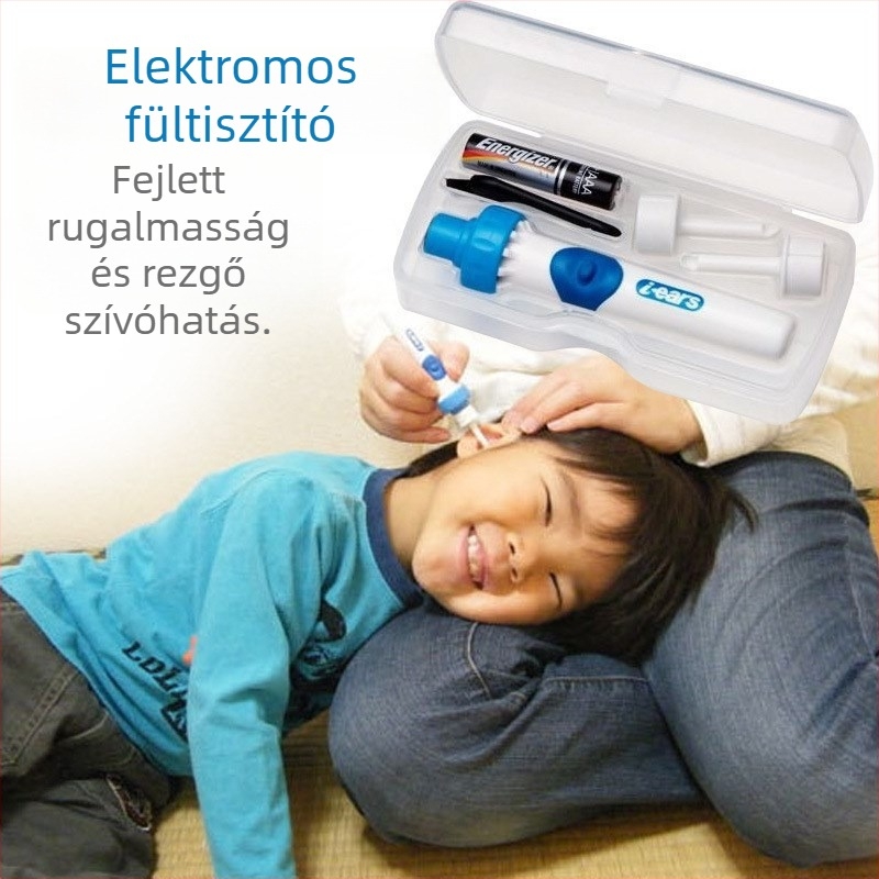 Automatikus fültisztító, fültisztító kanállal és cerumennel ellátott, elektromos, rozsdamentes acél, grafitszürke