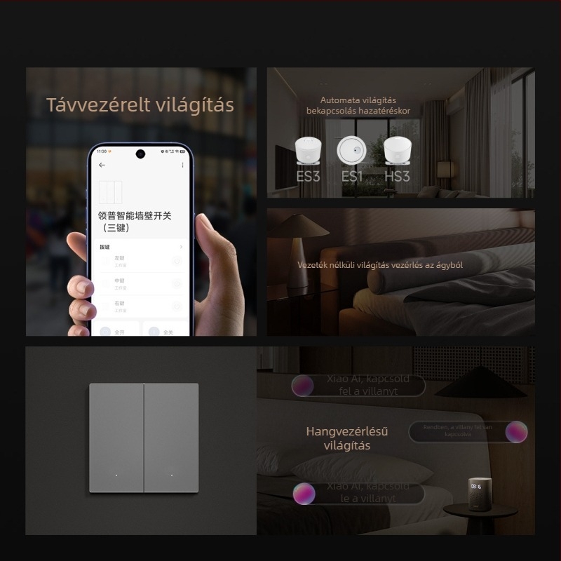 Lingpu E3ProMesh 2.0 AG üvegkapcsoló távirányítással és hangvezérléssel