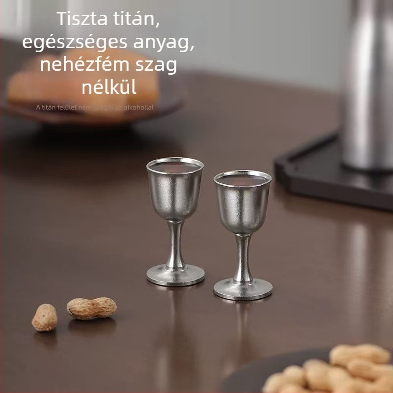 Tiszta titánból készült dekantáló és pohárkészlet borhoz és sakéhoz, japán stílusú, ajándékdobozzal