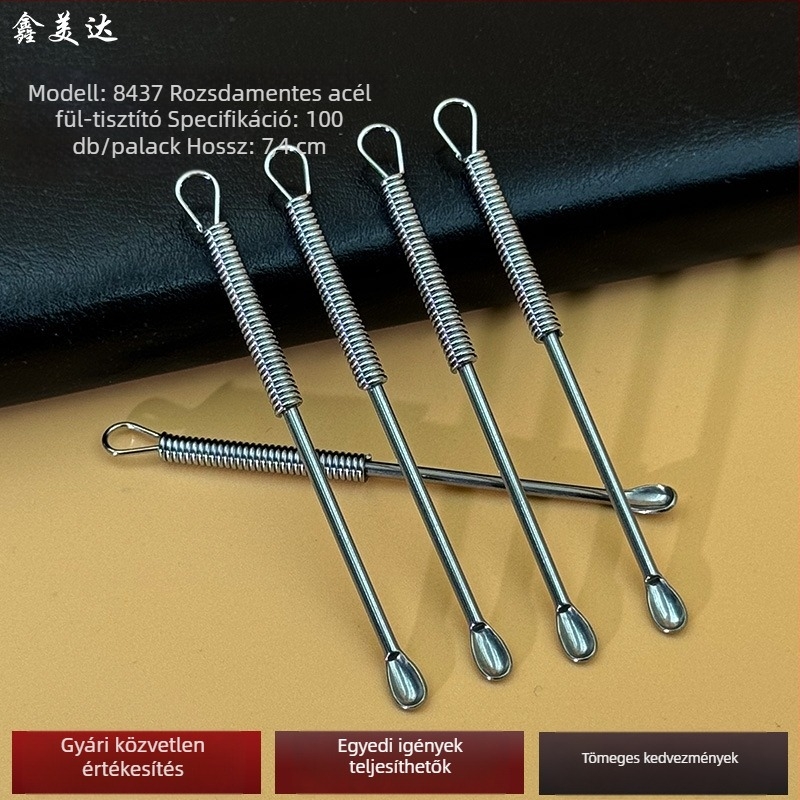 Xinmeida rozsdamentes acél fülkanál babcsír formájú, kettős használatú eszköz pattanásokhoz és fül tisztításához