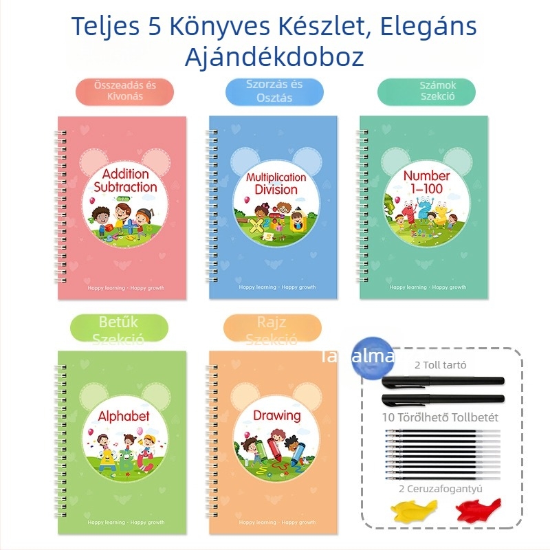 Új kiadás: gyerekeknek szóló kaligrafia füzet kemény tollal íráshoz, varázslatos másolófüzet ajándékdoboztban