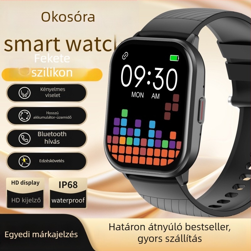 Okosóra 2025 – új modell, 2,01 hüvelykes HD kijelző, IP68 vízálló, Bluetooth hívás, sportos dizájn