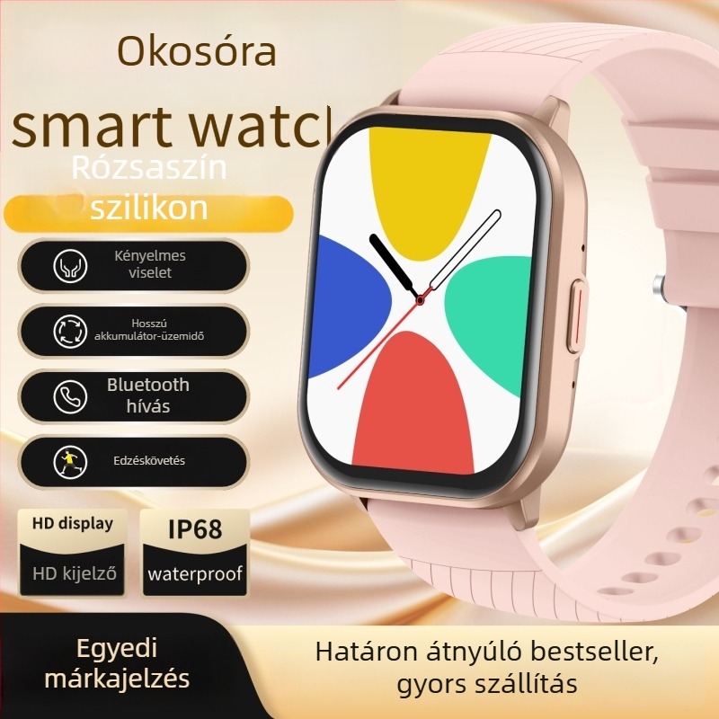 Okosóra 2025 – új modell, 2,01 hüvelykes HD kijelző, IP68 vízálló, Bluetooth hívás, sportos dizájn