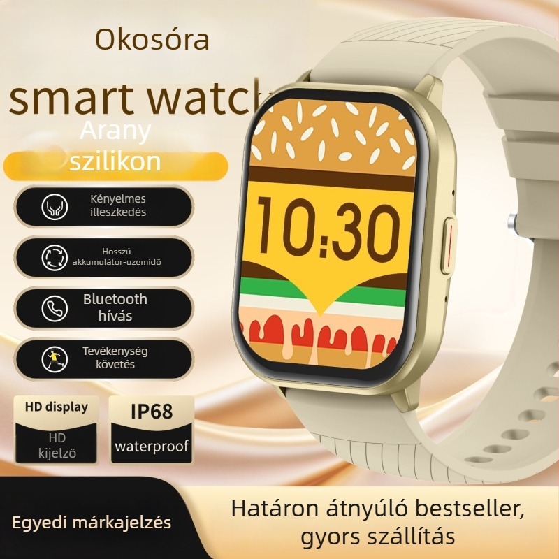 Okosóra 2025 – új modell, 2,01 hüvelykes HD kijelző, IP68 vízálló, Bluetooth hívás, sportos dizájn