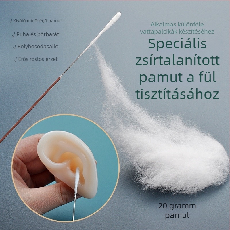Fül tisztítására szolgáló vattakorongok alkohollal fertőtlenítve, zsírtalanított gyapot tekercs, 20 g-os csomag