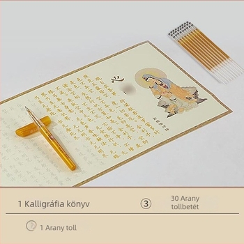 Zen meditációhoz készült kemény tollal kaligráfia gyakorlófüzet, 108 nyomkövető feladattal és színes illusztrációkkal