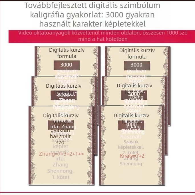 Digitális Szimbólum Módszer: Zhang Shennong félkörírásos gyakorlókönyve 3000 gyakori karakterrel és minden karakter összetevőinek bontásával