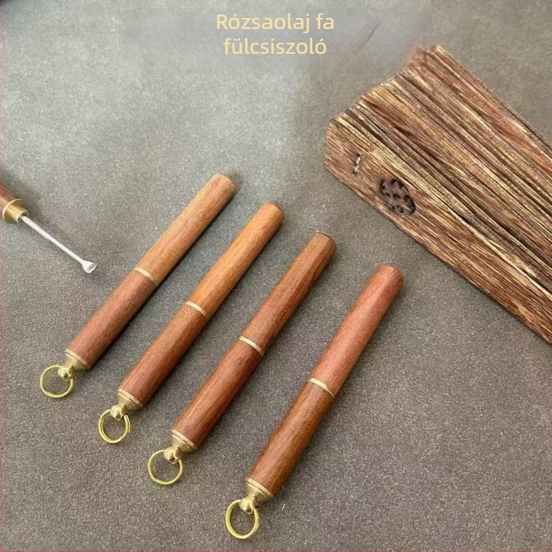 Hordozható rózsafa fülkanál, spirál alakú fültisztító eszköz, fülzsírt eltávolító eszköz