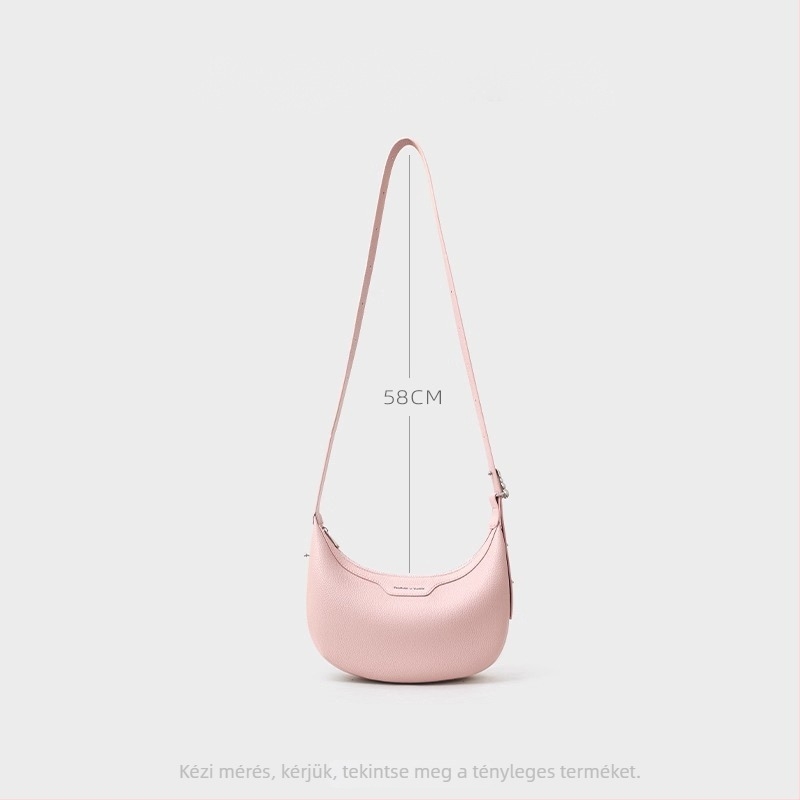 Valódi bőrből készült félhold alakú oldaltáska cipzárral, városi minimalist dizájn, válltáska/crossbody, közepes méret, őszi 2025
