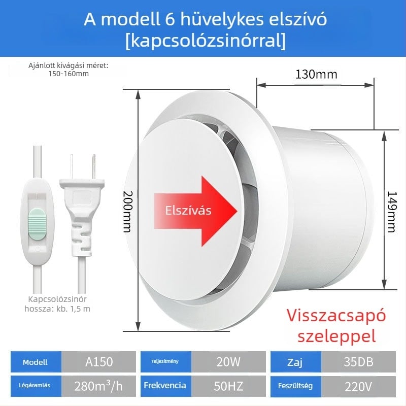 Fürdőszoba szellőztető, csendes kétirányú ventilátor, fal- és ablak típus, otthoni használatra, konyha, távirányító