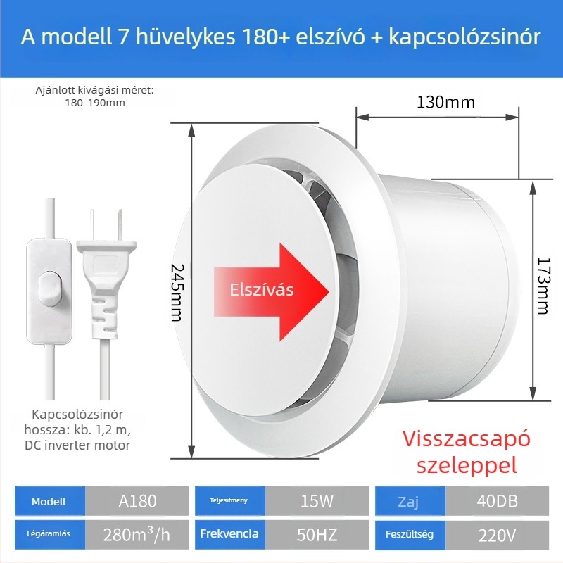 Fürdőszoba szellőztető, csendes kétirányú ventilátor, fal- és ablak típus, otthoni használatra, konyha, távirányító