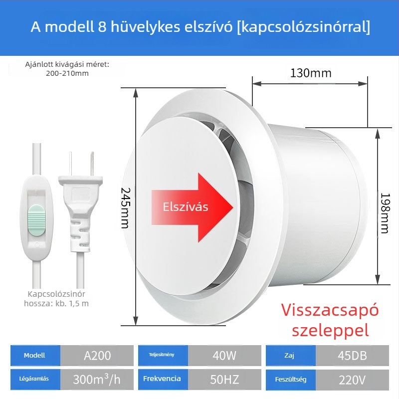 Fürdőszoba szellőztető, csendes kétirányú ventilátor, fal- és ablak típus, otthoni használatra, konyha, távirányító
