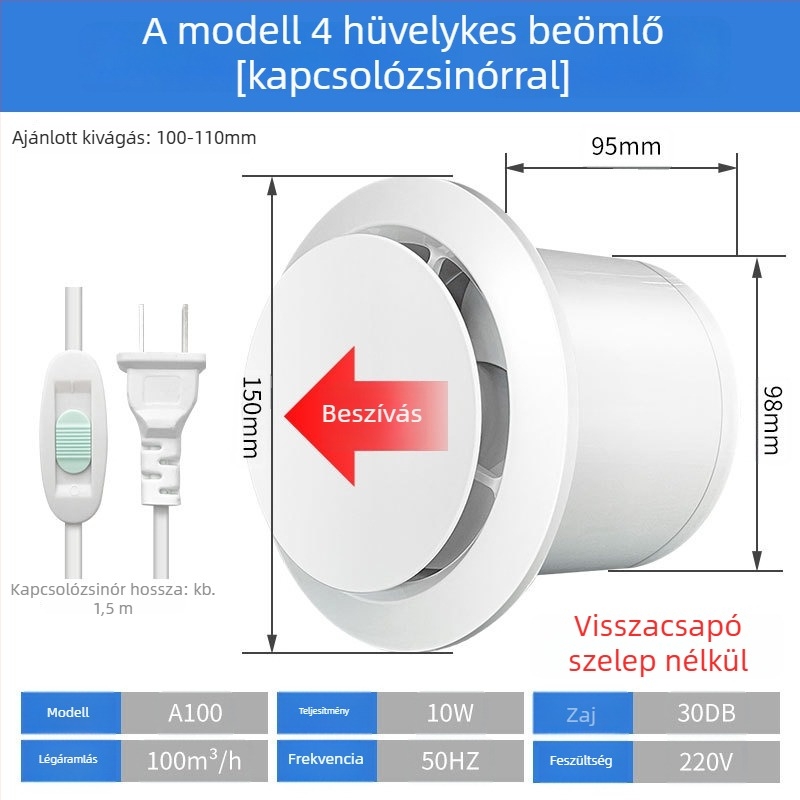 Fürdőszoba szellőztető, csendes kétirányú ventilátor, fal- és ablak típus, otthoni használatra, konyha, távirányító