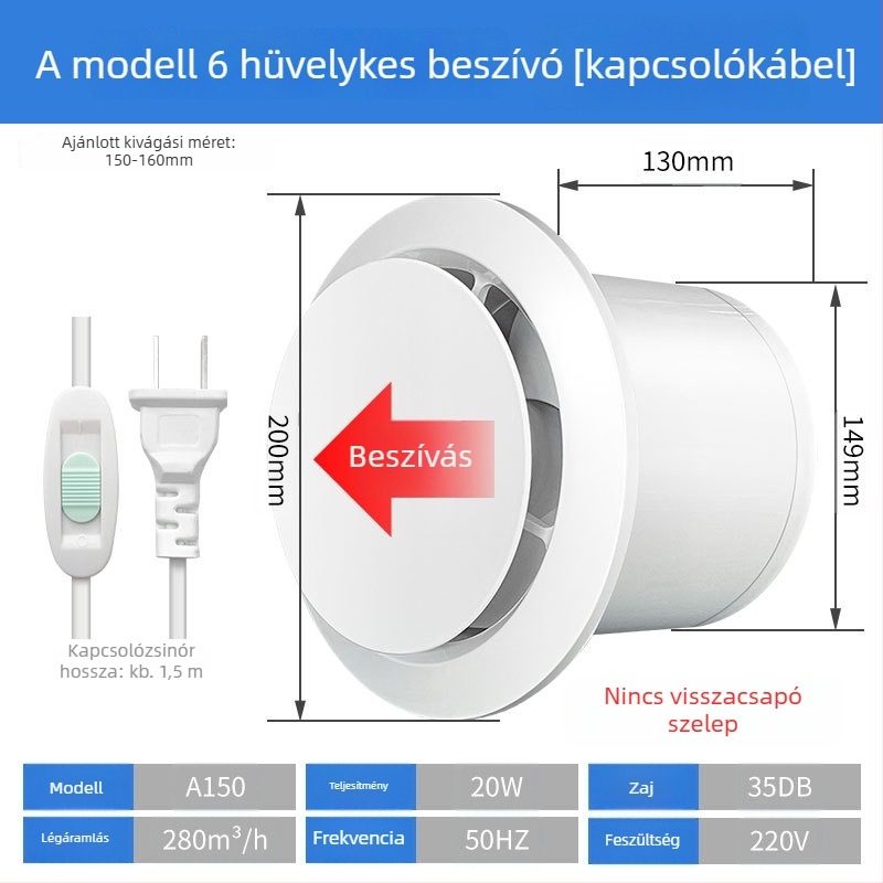Fürdőszoba szellőztető, csendes kétirányú ventilátor, fal- és ablak típus, otthoni használatra, konyha, távirányító