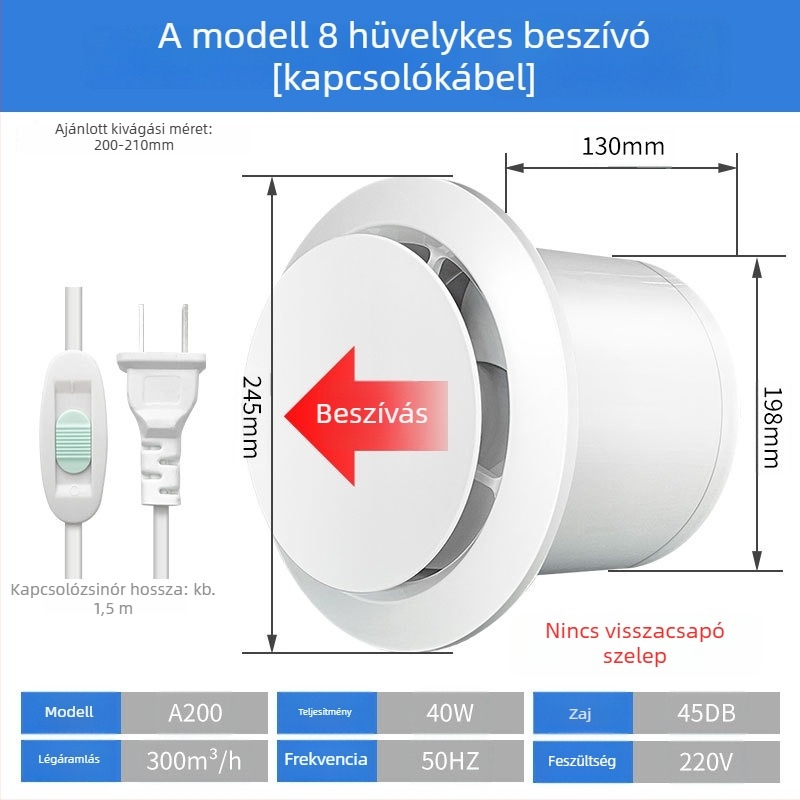 Fürdőszoba szellőztető, csendes kétirányú ventilátor, fal- és ablak típus, otthoni használatra, konyha, távirányító