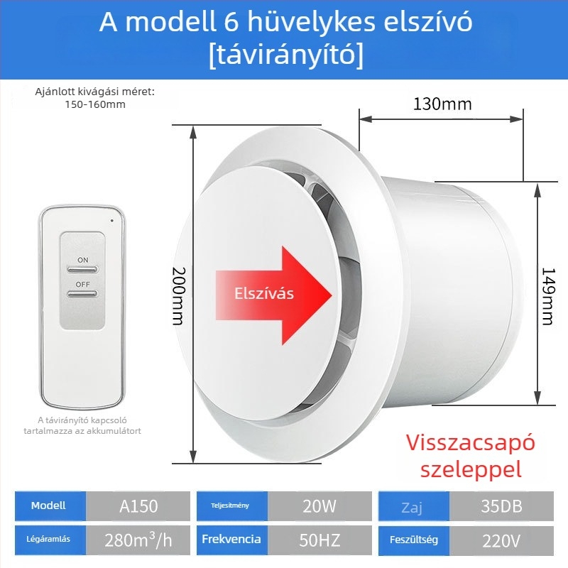 Fürdőszoba szellőztető, csendes kétirányú ventilátor, fal- és ablak típus, otthoni használatra, konyha, távirányító