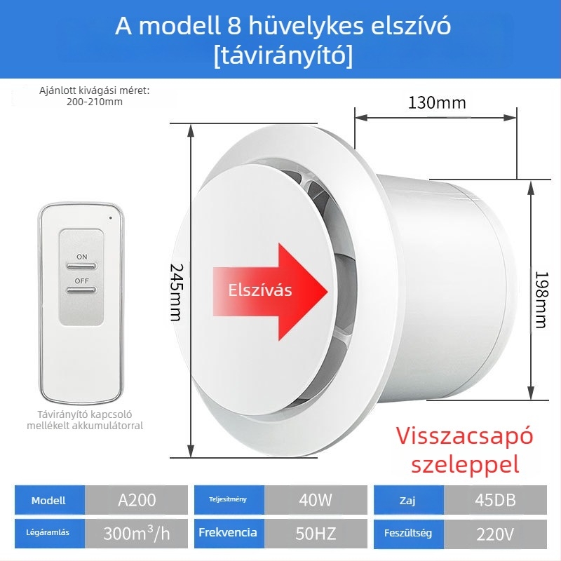 Fürdőszoba szellőztető, csendes kétirányú ventilátor, fal- és ablak típus, otthoni használatra, konyha, távirányító