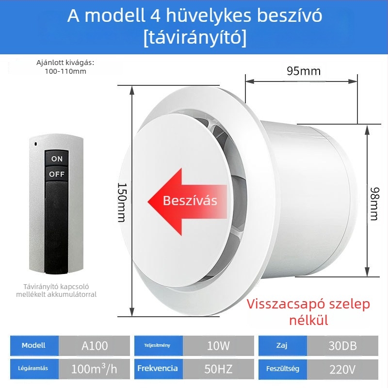 Fürdőszoba szellőztető, csendes kétirányú ventilátor, fal- és ablak típus, otthoni használatra, konyha, távirányító