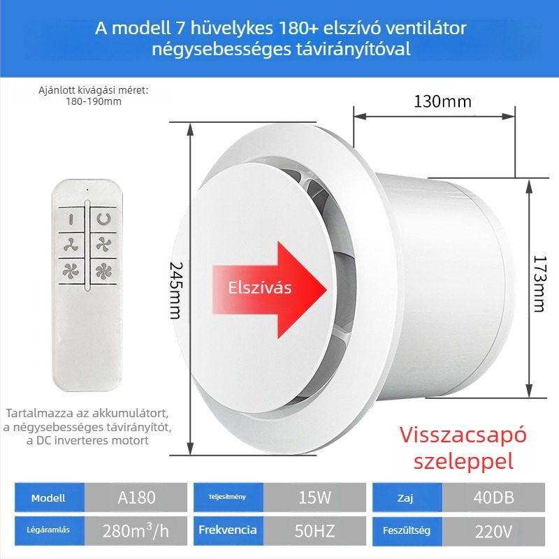 Fürdőszoba szellőztető, csendes kétirányú ventilátor, fal- és ablak típus, otthoni használatra, konyha, távirányító
