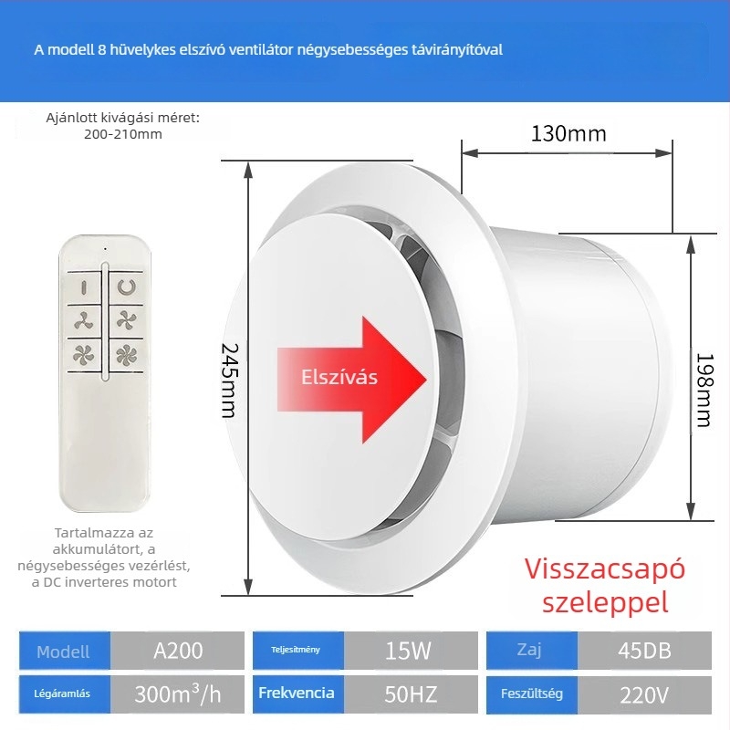 Fürdőszoba szellőztető, csendes kétirányú ventilátor, fal- és ablak típus, otthoni használatra, konyha, távirányító