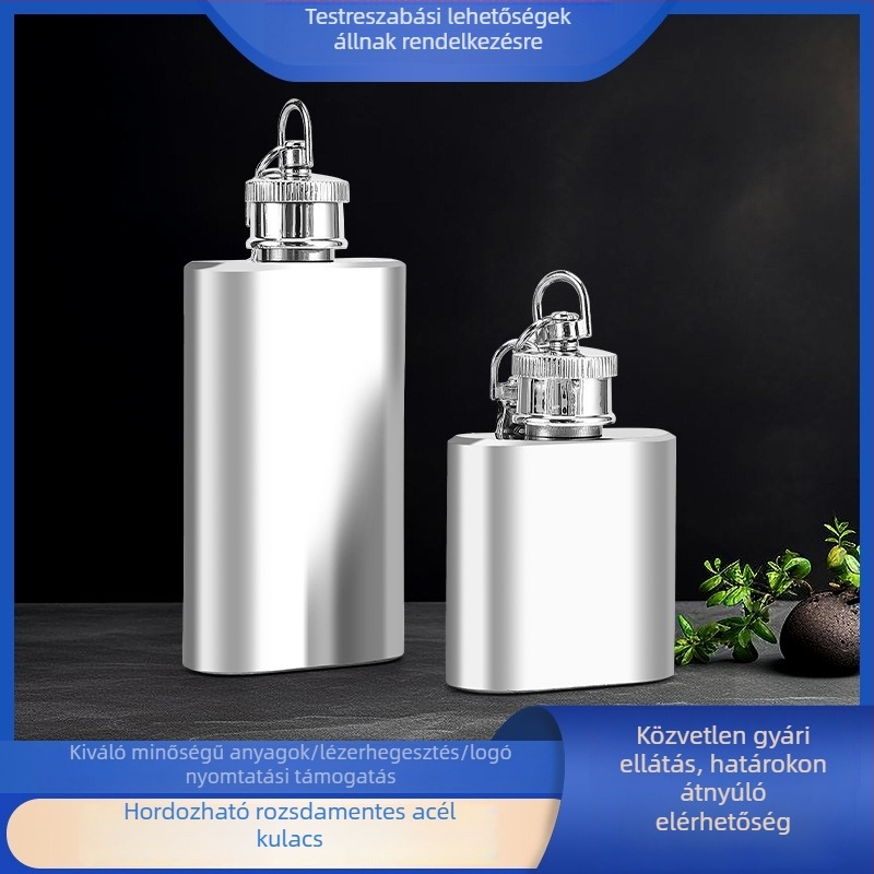 Dashun rozsdamentes acél kempingflaska kulcstartóval, 1-2 oz