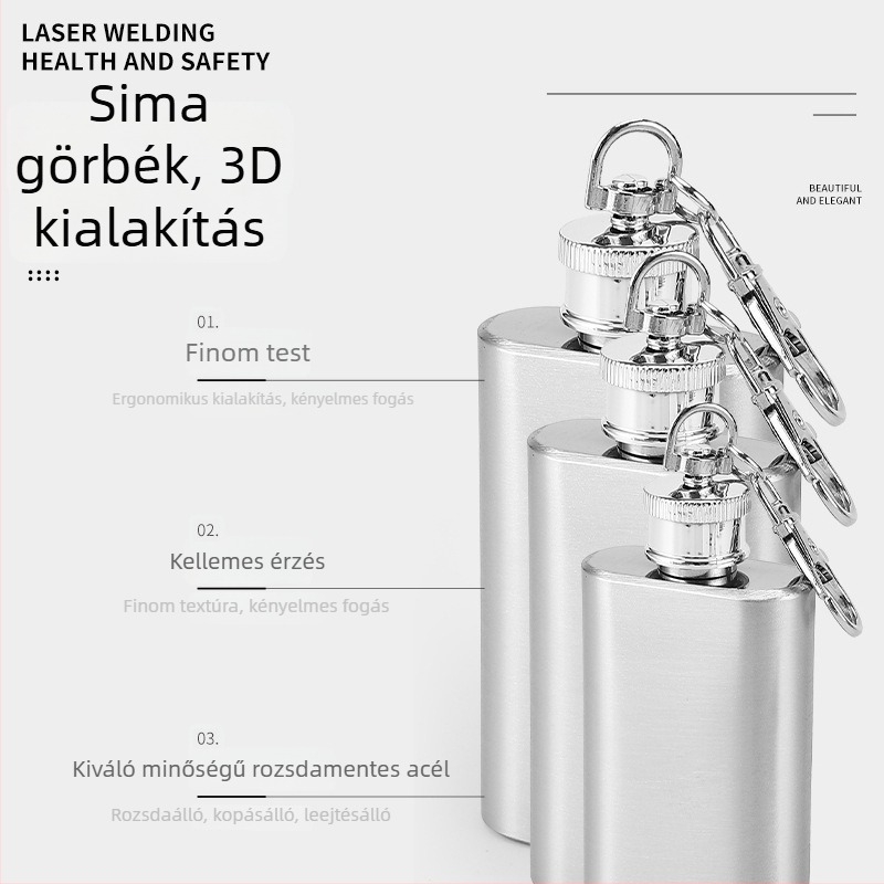 Dashun rozsdamentes acél kempingflaska kulcstartóval, 1-2 oz